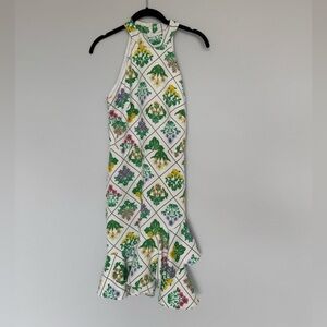 Melonie T Halter Floral Dress with Ruffles at the Hem